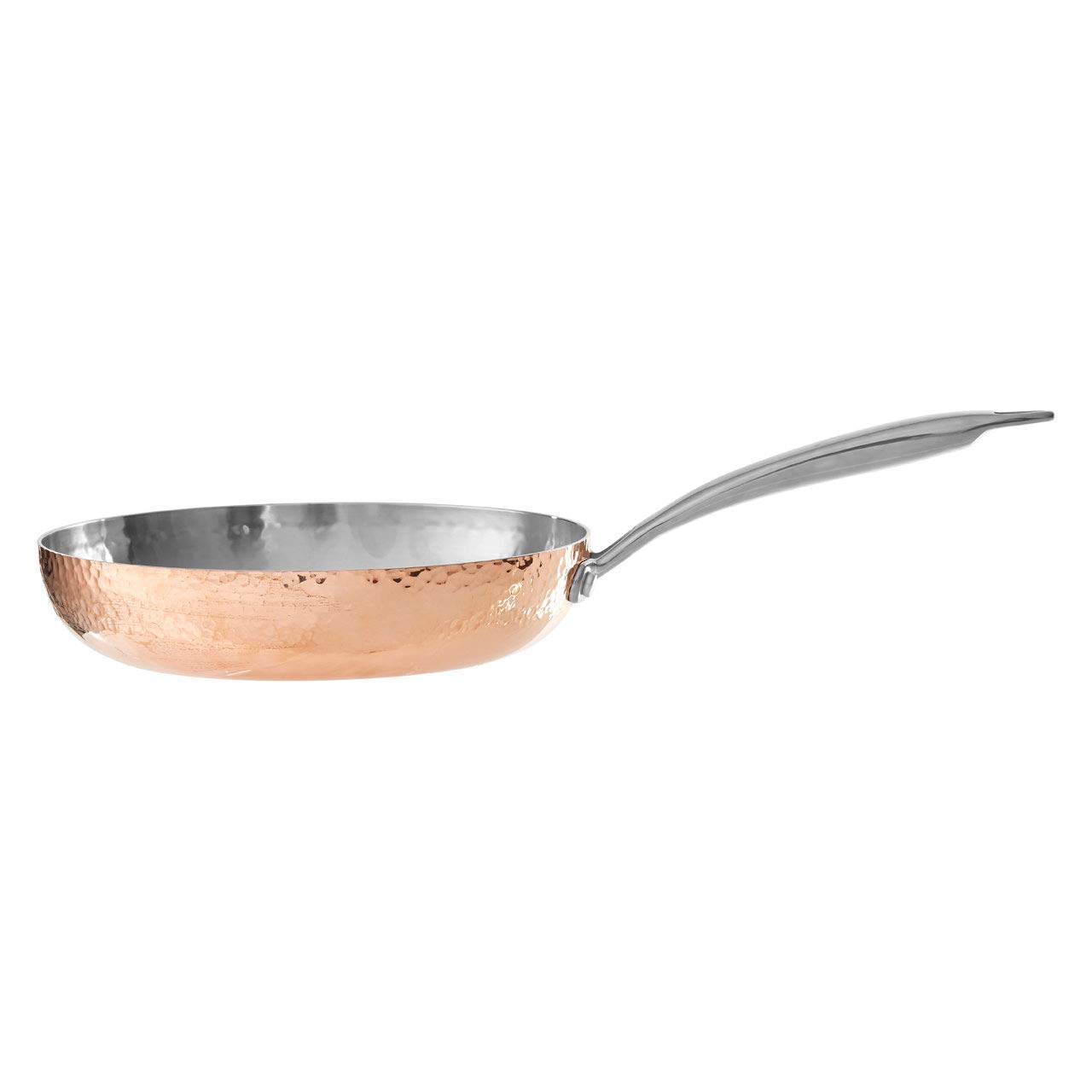 24cm Copper Finish Frypan - Stainless Steel Skillet - Hammered Texture - Premier Housewares