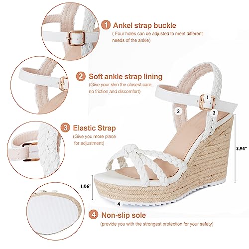 mikarka Espadrille Wedge Sandals for Women Braided Knot Ankle Strap Open Toe Platform Sandals2