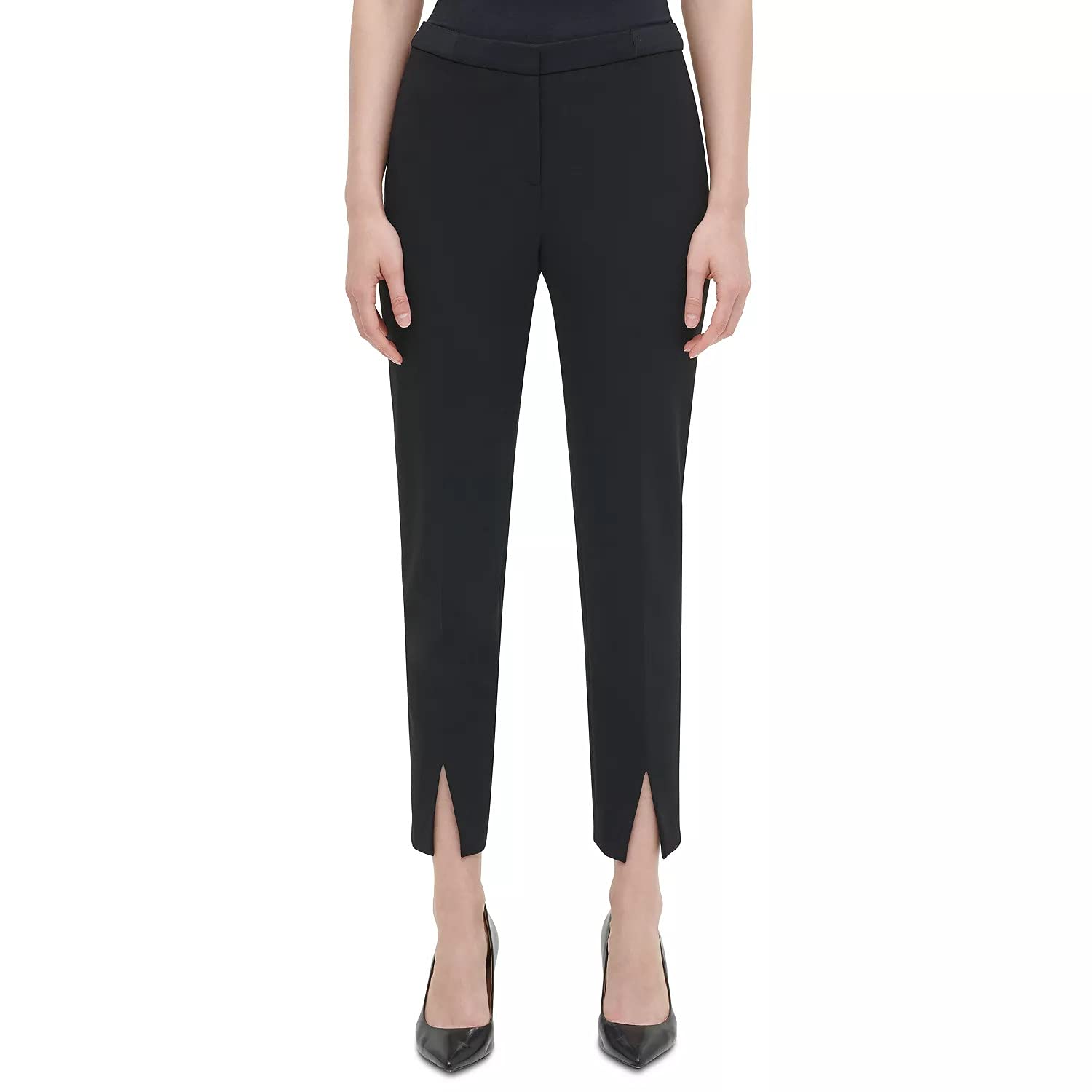 Calvin Klein Womens Pant with Slit and Set Waist