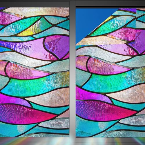 Image of Nuxovilar Gothic Colorful Glass Lattice Cling Window Film 17.5x39.3 PVC