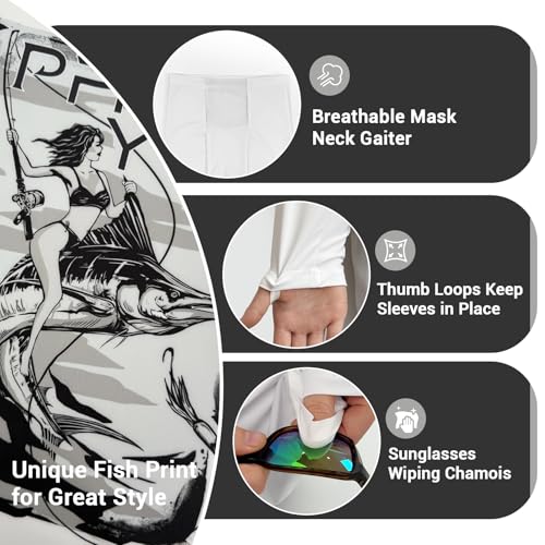 Palmyth Fishing Shirts for Men Long Sleeve Sun Protection Hoodie with UV UPF 50+ Neck Gaiter3