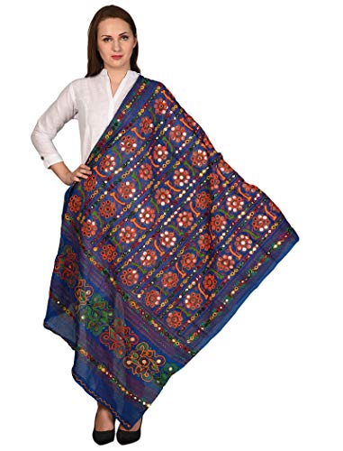 Vastraa Fusion Ethnic Talwar Dupatta/Stole for Women Design With Kutch Embroidery Work - Navy Blue Colour