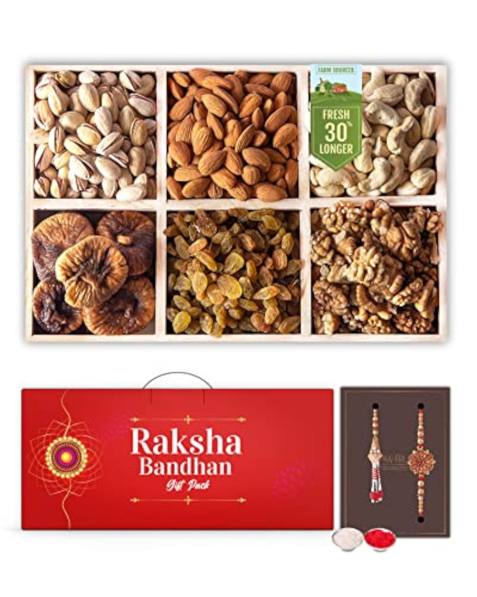 Rakhi Hamper for Brother and Bhabhi with Dry Fruits