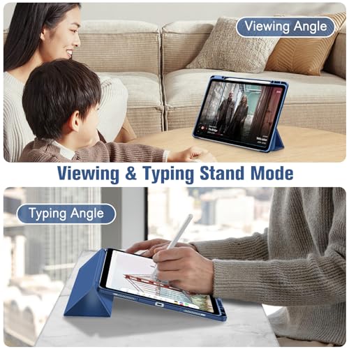 Image of Fintie Hybrid Slim Case for iPad Air 13-inch (M2) 2024, [Built-in Pencil Holder] Shockproof Cover with Clear Transparent Back Shell, Navy