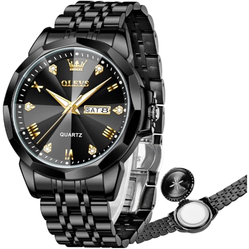 Image of OLEVS Watch for Men Diamond Casual Analog Roman Quartz Stainless Steel Waterproof Luminous Date Calendar Luxury Gifts Wrist Watch