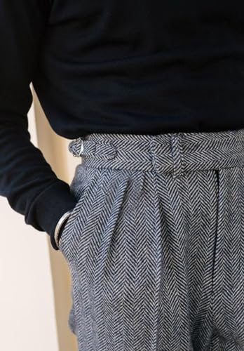 Mens Tweed Casual Pants Slacks Trousers Slim Fit Wool Suit Pants for Men2