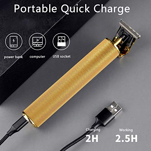Image of Professional Hair Clippers For Men Electric Haircut Kit Hair Trimmer Grooming Waterproof Rechargeable Close Cutting T Blade Trimmer Usb Rechargeable Clippers For Hair Cutting With Guide Combs