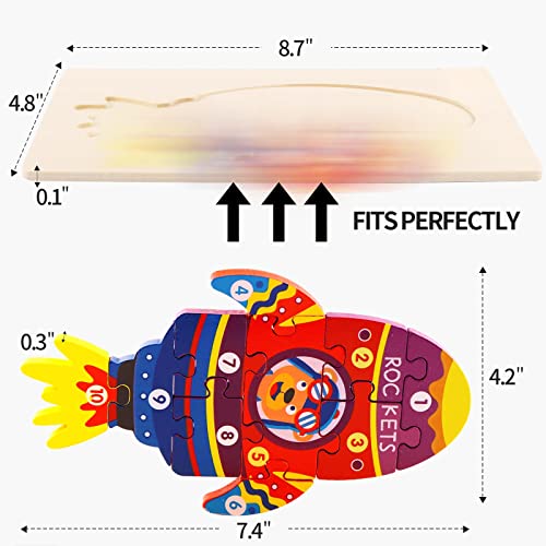 Kerarme Wooden Puzzles For Toddlers,4 Pcs Transportation Jigsaw Puzzles Toys Gift For Kids Ages 1-3, Montessori Educational Learning Toys For Boys & Girls Ages 2 3 4 5 Years Old #TOP6