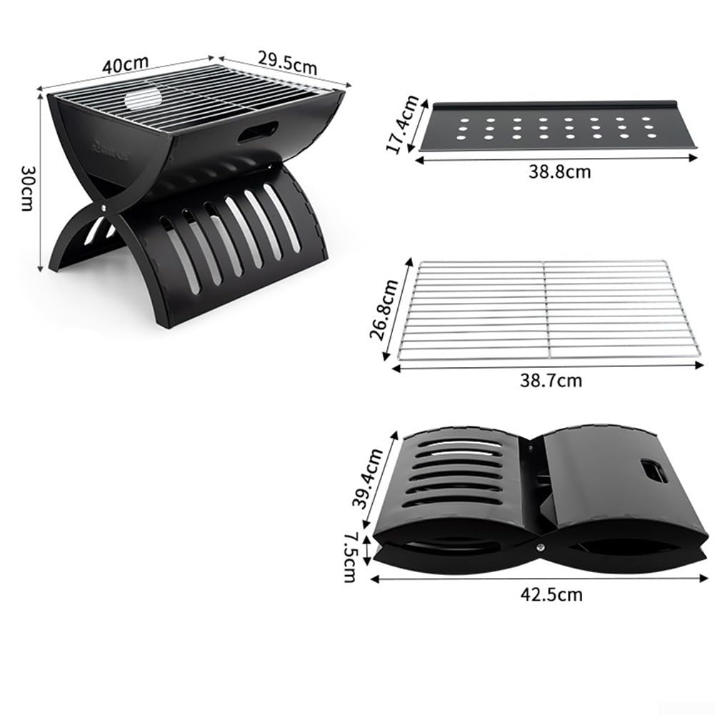 Pieghevole BBQ Grill Portatile Campeggio Esterno Metallo Barbecue Stufa Triangolo Nero Design Stabilità Facile Pulire Staccabile Attrezzatura da Cucina