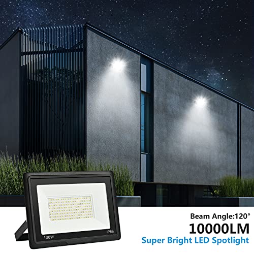 Outdoor LED Floodlight, 100 W, 10000 LM Outdoor LED Spotlights 6500 K Cool White Waterproof IP66 Outdoor LED Floodlights - Image 3