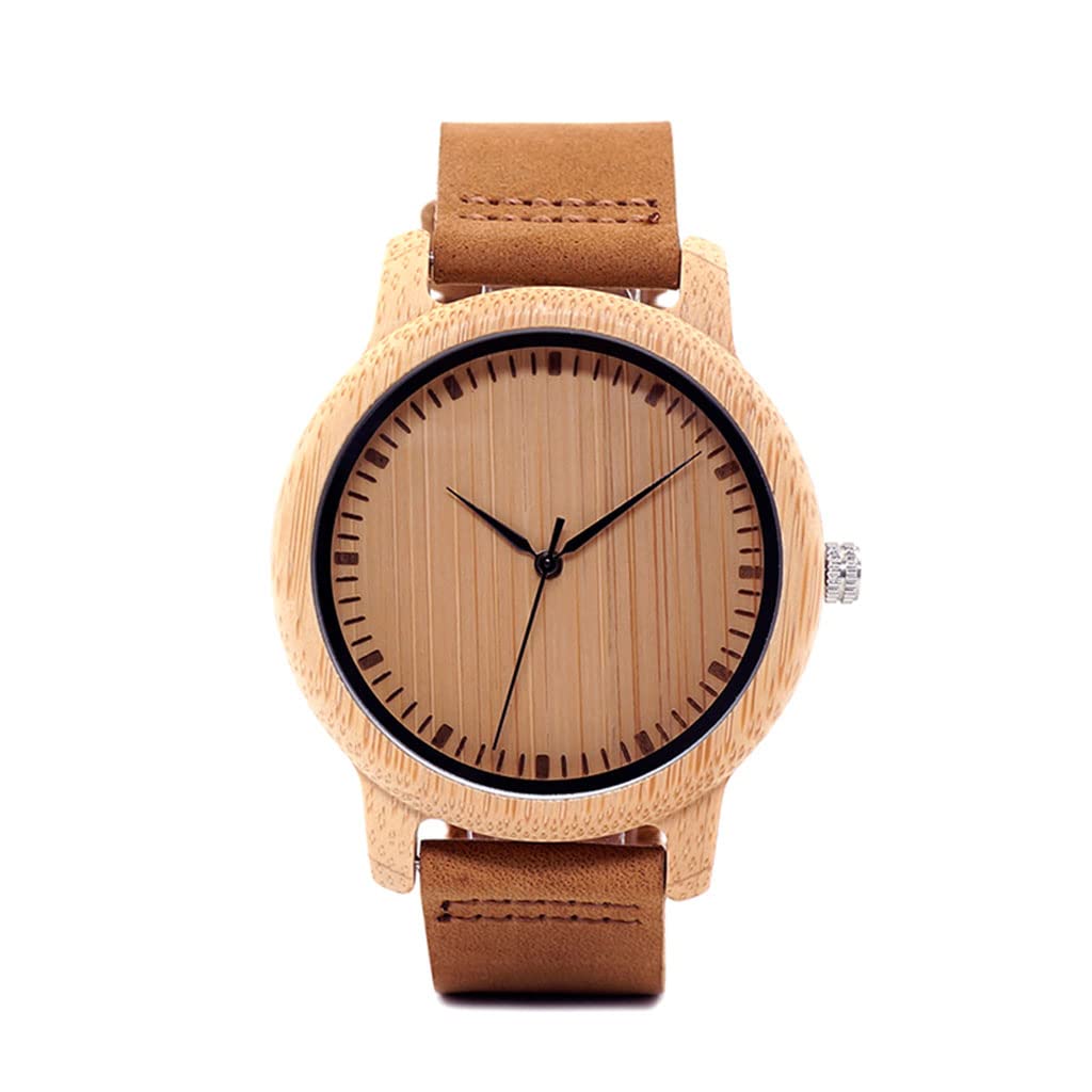 YABEME Orologio da Uomo in Legno Vichingo, Eleganti Orologi da Polso Casual al Quarzo Combinati in Legno e Acciaio Inossidabile con Cinturino in Pelle, Regali di Moda Unisex