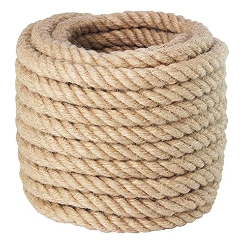 Manila Rope 3/4 Inch x 50 Feet, Twisted Manila Rope Thick Jute Rope for Landscaping, Crafts, Sporting,Marine, Projects and Tie-Downs Cover