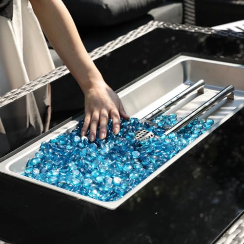 NICESOUL AllWeather Fine PE Wicker Outdoor Fire Pit Table Propane