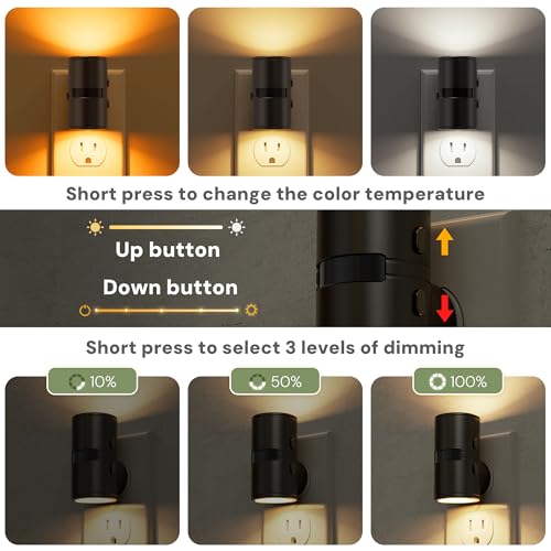 Image of L LOHAS LED Motion Sensor Night Light, Mini Motion Activated Night Lights Plug into Wall, Rotating Motion Sensor Light Indoor, Amber-3000K-5000K, 10%-50%-100% Lumen, Hallway Bedroom Stairway, 2 Pack