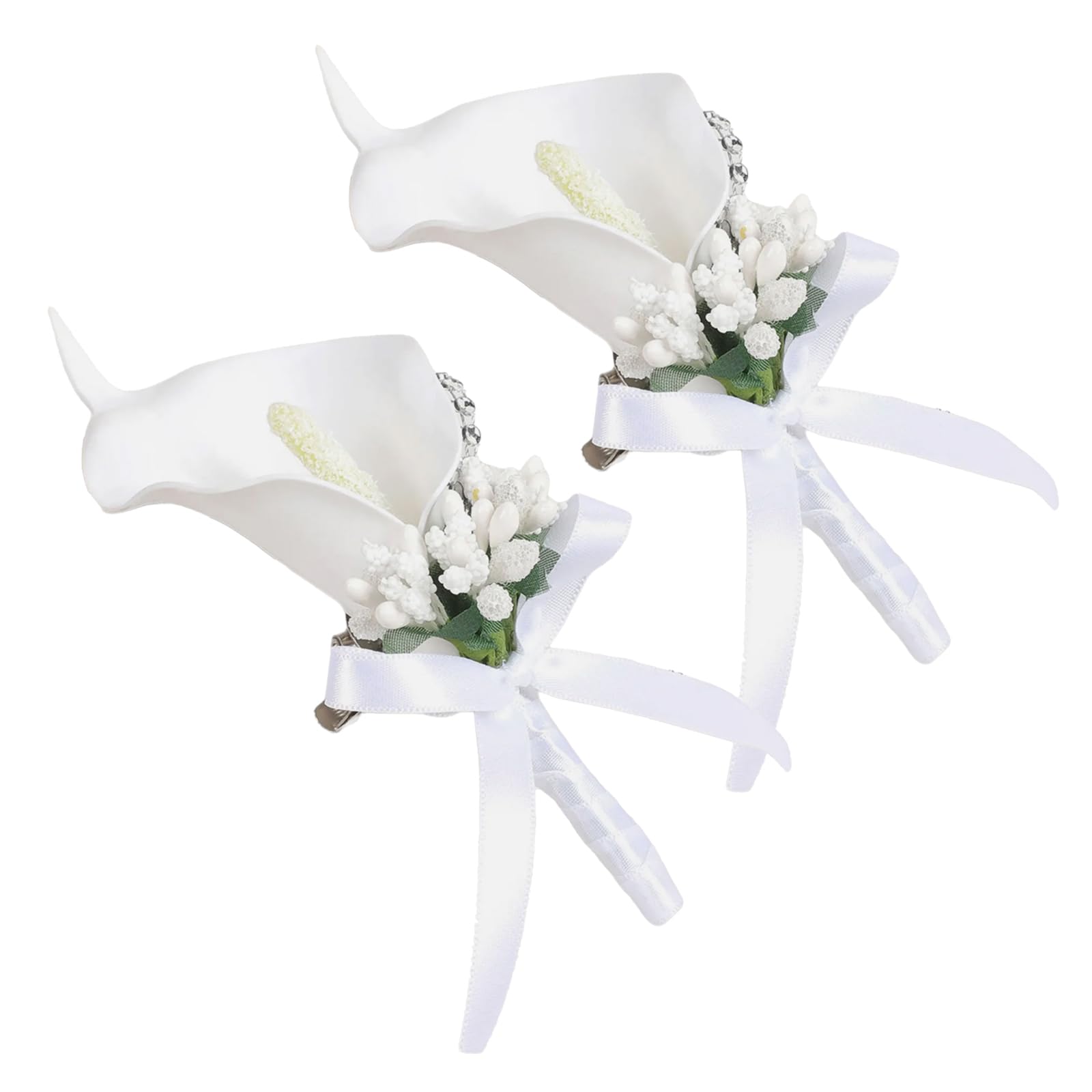 Kaeltsyn Boutonnieres Calla Flower Decoration Corsage Flowers Artificial Floral Wedding Props Elegant Boutonnieres Decors Elegant Faux Calla Boutonniere for Bride and Groom