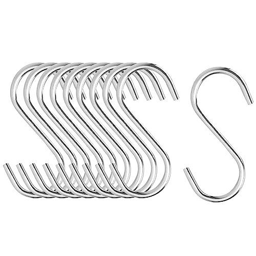 Jitnga 10 Ganchos de Acero Inoxidable para Carne y Cocina, Multiuso, Plateado