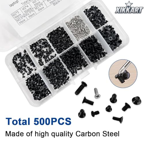 Image of XIKKART 500 Pcs Laptop Notebook Computer Replacement Screws Kit | Compatible with Lenovo, Toshiba, Gateway, Samsung, HP, IBM, Dell, Sony, Acer, Asus | SSD, Hard Disk, (1 Box (500 Pcs))
