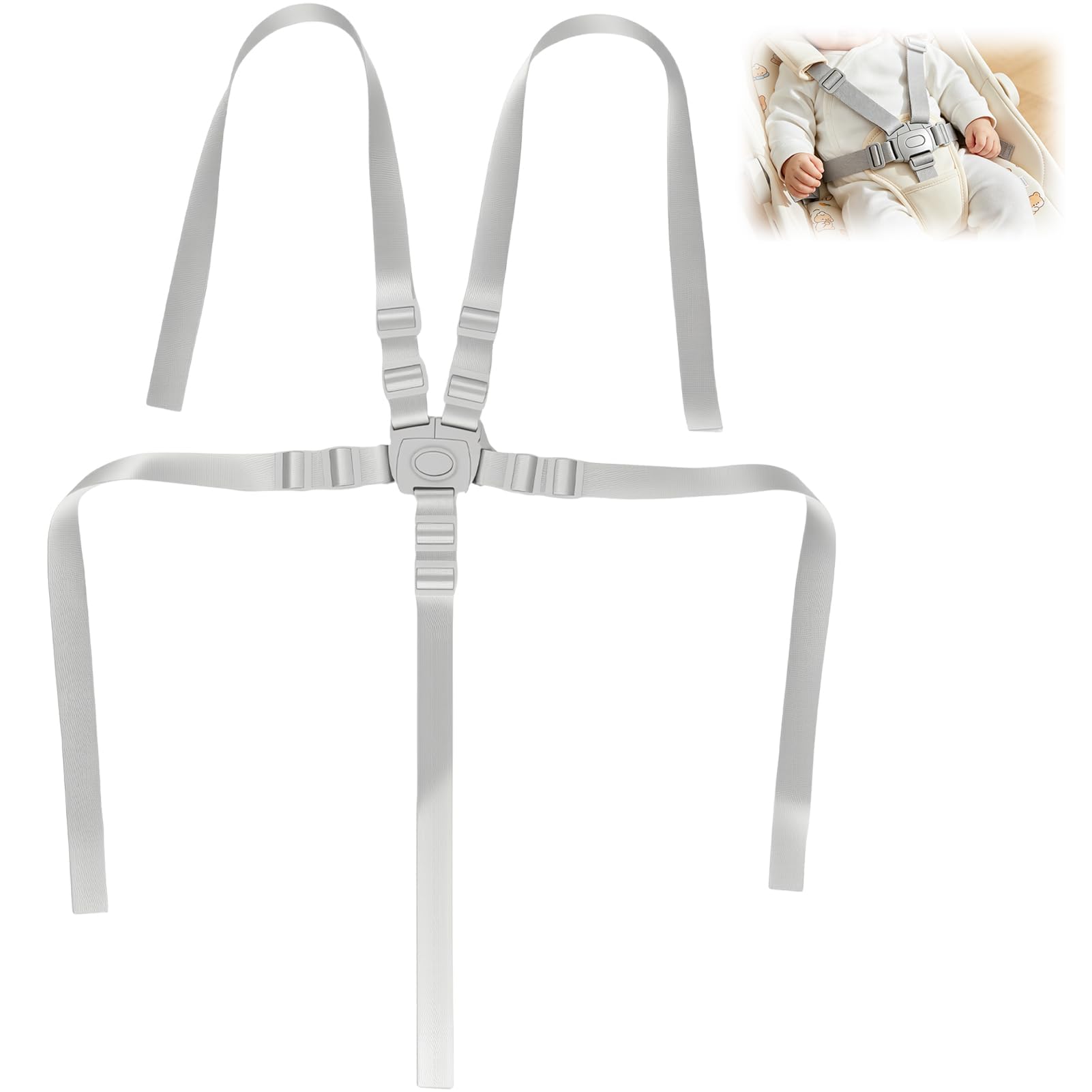Harnais de Sécurité Universelle, Harnais Enfant Universel Réglable, Ceinture Remplacement avec Boucle Solide, Léger et Portable, Installation Facile ﻿pour Chaise Haute et Poussette