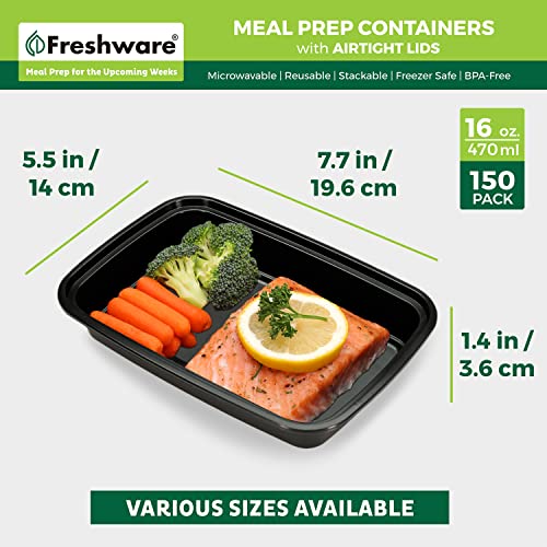 Image of Freshware Meal Prep Containers 1 Compartment Food Storage Containers with Lids, Bento Box, BPA Free, Stackable, (16 oz), 150 count (Pack of 1)