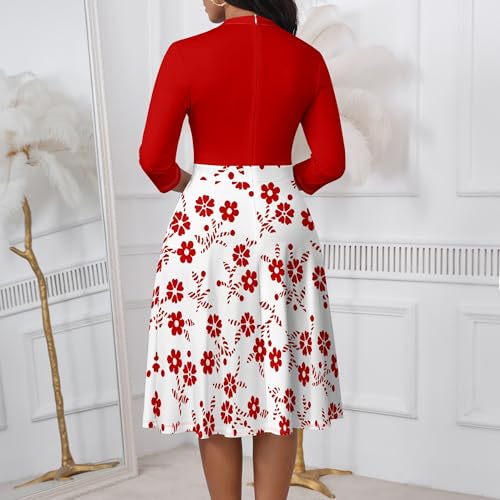 Casual Semi Formal Work Dresses for Women 2025 - Fashion Vintage V Neck 3/4 Sleeve Business Dress4