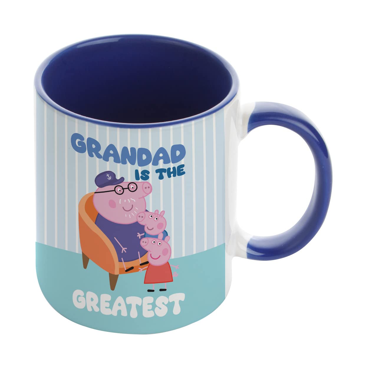 Father's Day Mug, Grandad Mug, Grandad is The Greatest, Pig Birthday Gift for Grandpa, Grandfather, Coffee Mug,Tea Mug Cocoa Soup Daily use Inside Coloured Ceramic Cup Mug. (Navy Blue)