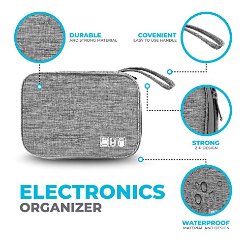 Toolbay Travel Essentials Cable Organizer Bag - Small Charging Cord Storage, Charger, Cables, Cord Storage And Accessory Bag, Grey, For Travel, Work And School (Grey) #TOP4