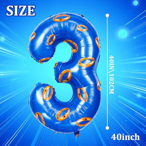 Image of Number 40 Inch Blue and Gold Ring Balloon Birthday Number Decoration Aluminum Film Balloon Suitable for Boys and Girls Blue Theme Party Cartoon Party Decoration Supplies (3)
