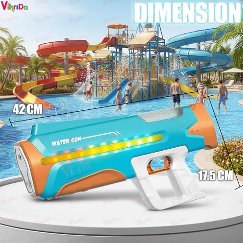 Image of VikriDA Holi Electric Water Gun Toy for Kids Electric Pichkari with Light Effects Automatic Water Soaker Gun Rechargeable Battery Holi - Boys and Girls (Multicolor)- Age 6 +| Free Extra Battery