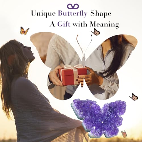 BAOHEN A Symbol of Healing – Amethyst Crystal Butterfly Healing Crystals Gifts for Women, Spiritual Decor, Crystals Healing Stones for Meditation and Transformation, Large 2"x2.1" - Image 4