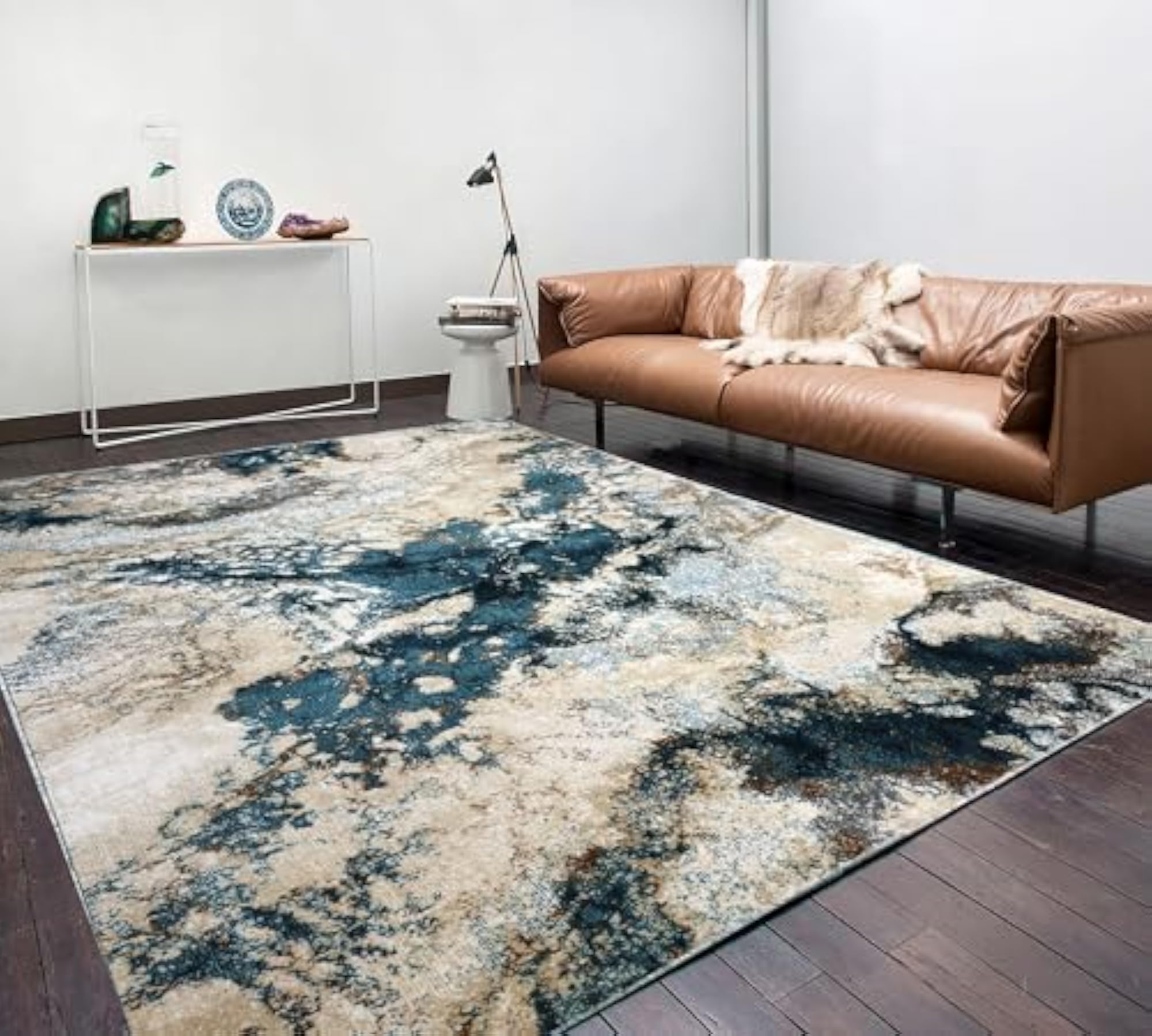 Abstract Modern Classical Silk Carpet, Super Soft High-Density Rug