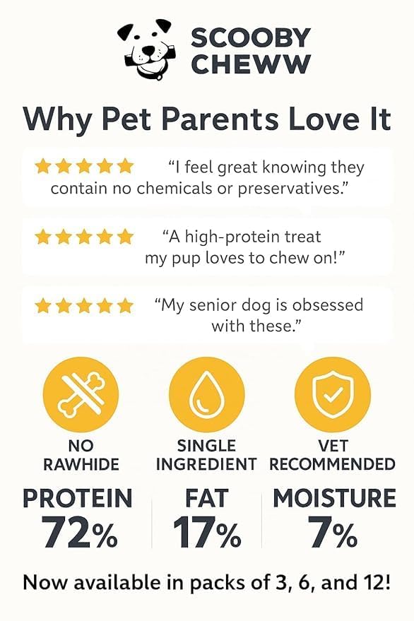 Image of Scooby Chews Buffalo Trachea for Dog 100% Natural Pet Treats, Long Lasting Crunchy Dog Chews, Single Ingredient Sticks, Promotes Joint, Dental Health, High Protien Snacks Pack (14 Count (Pack of 1))