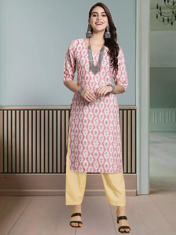 Pinkmint Women's Crepe Printed Kurta And Pant Set (Pack Of 3)