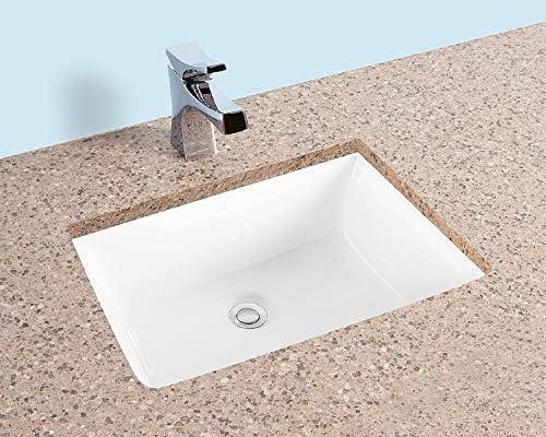 Fiore 2015, 20''x15'' Rectangle Undermount Bathroom Sink w/Concealed Overflow hole, Modern Style Porcelain Ceramic Lavatory, White Vanity Vessel Sink