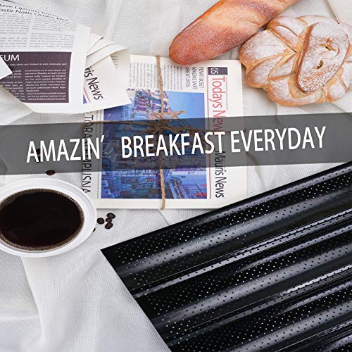 image for MBDC Baguette Pan - 3 Brush Included French Bread Baking Pan Nonstick 