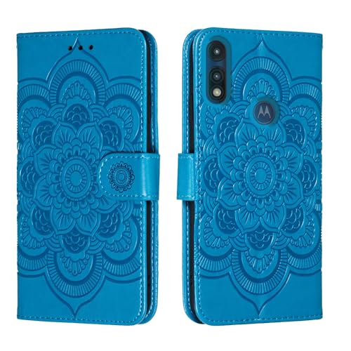 shingtomua for Motorola Moto E (2020) Case Wallet with Card Holder Kickstand Magnetic Soft Leather Flip Fold Case for Moto E 2020 Cover (Blue)
