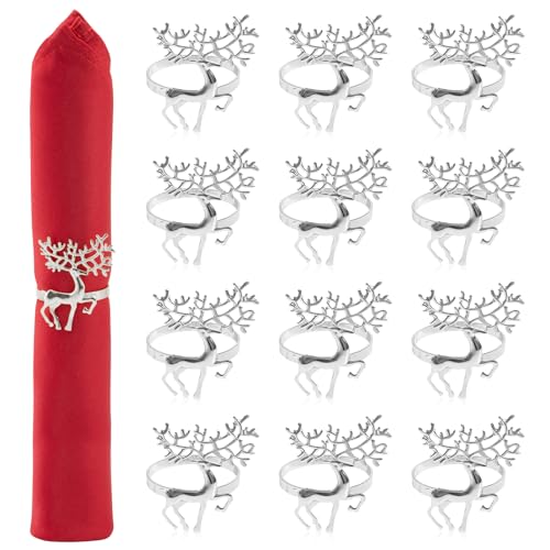 Yuaerbuo 12 Stück Serviettenringe Weihnachten, 4cm Napkin Rings...