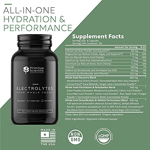 Primitive Scientific Whole Food Electrolyte Supplements, 120 Electrolyte Tablets With Magnesium, Zinc, Calcium, Potassium, And More For Boosting Energy, Rapid Hydration And Rejuvenation #TOP1