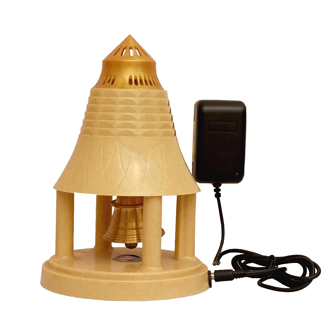R&R Spirituals | Automatic Pooja Ghanti for Home/Office/Shop - MF - with Stand | While Using Puja ghanti for Home Room Gives Continuous Rhythmic Sound. 1