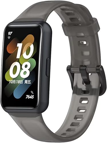 Correa de repuesto compatible con Huawei Band 7 Smartwatch, correa deportiva transparente transparente para mujeres y hombres, correa de silicona 7