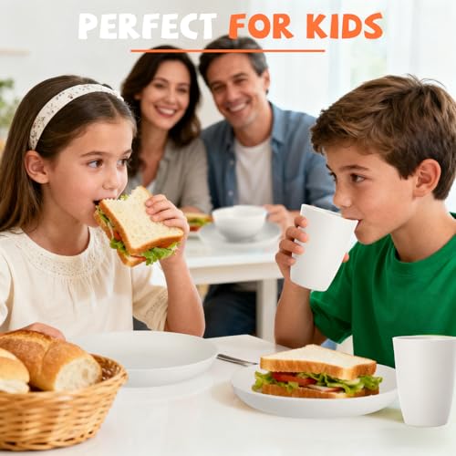 Image of Wheat Straw Dinnerware Sets Service for 4, Unbreakable Kids Plates and Bowls Set 20 PCS, Microwave & Dishwasher Safe Dishes Set for Dinner, Kitchen, Camping, PV, Dorm - White