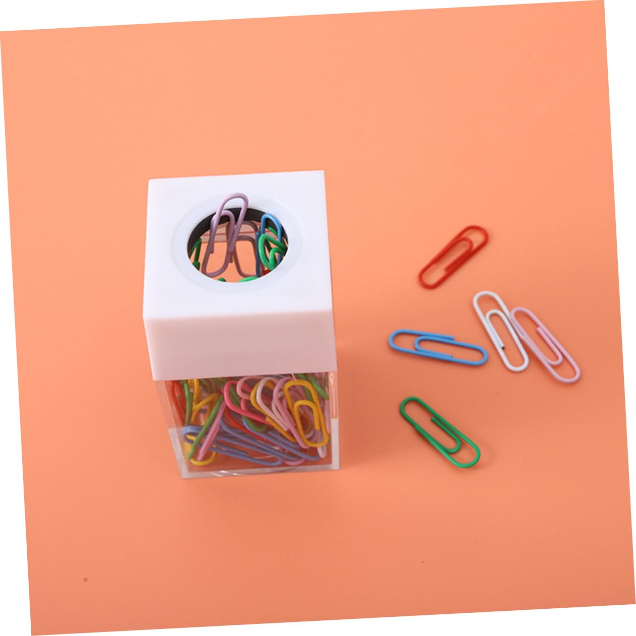 Operitacx 10pezzi Dispenser Magnetico Per Graffette Da Portagrafette Trasparenti Design Quadrato Per Ufficio e Scuola Capacità Elevata Per Clip e Accessori