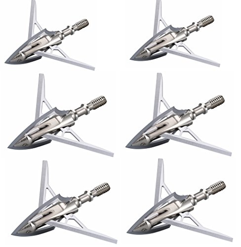Savage Village 6 Broadheads 100 Grain Fixed Blades&2 Mechanical Blades, 1 Inch Cutting Diameter, Crossbow Broadheads, Silver Replacement Arrow Tips #TOP3
