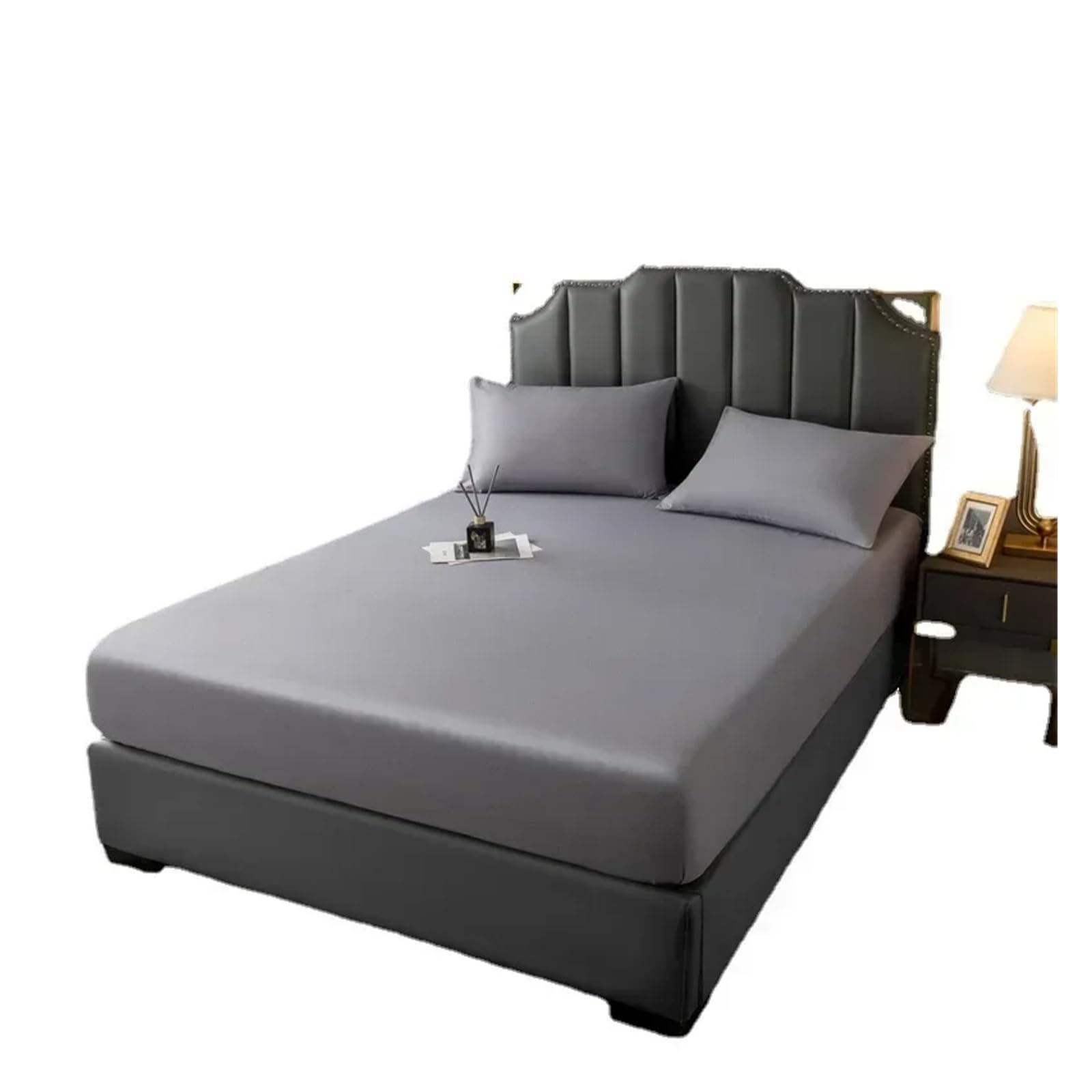 Cubre Colchon Funda de Cama Impermeable una Sola Pieza, Transpirable, Antipolvo, Funda Protectora, sábana Fija Antideslizante(Grey,120x200cm)