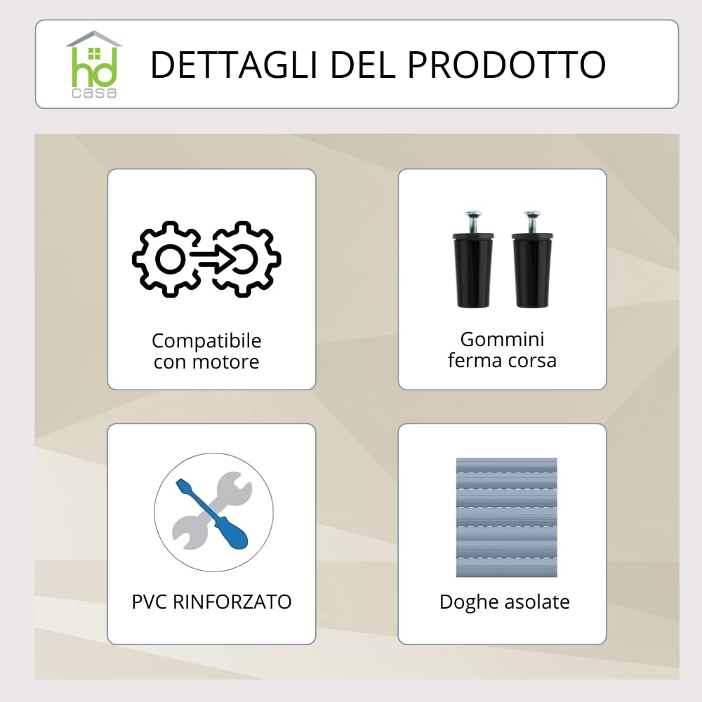 HD CASA Tapparella Avvolgibile in Alluminio Coibentato, Made in Italy, Personalizzabile su Misura e Colore a Scelta, fai da te, Tapparelle finestre Modern
