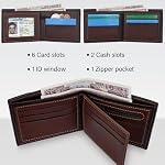 Mens Leather Wallets, Minimalist Compact Bifold Wallet, Slim Card Wallet with Coin Pocket and Multiple Card Slots (Coffee)