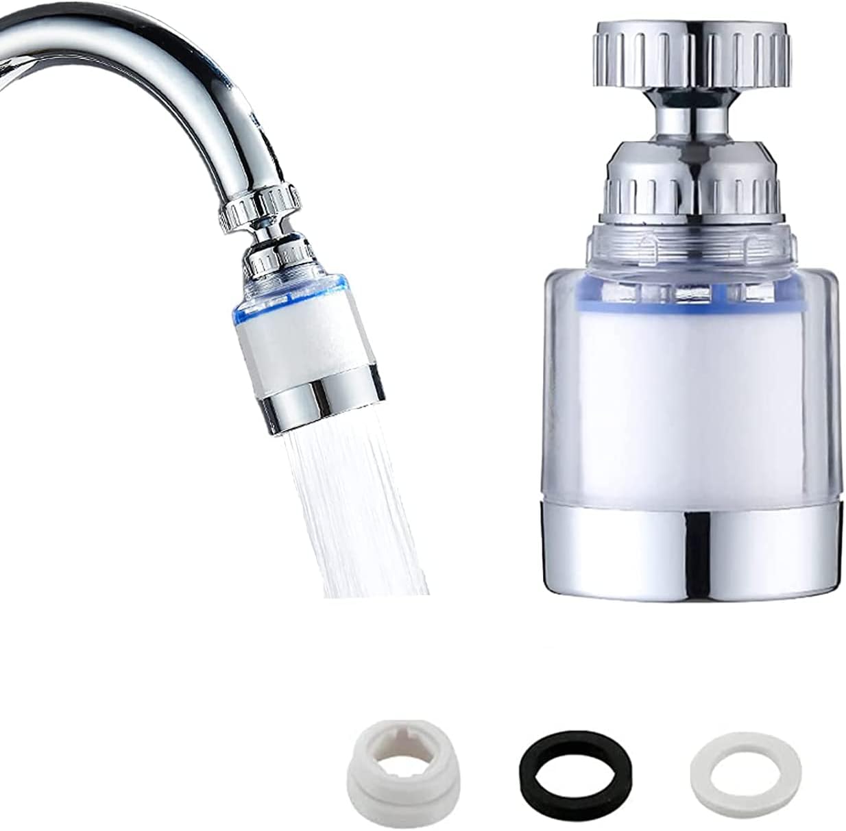Sink Water Faucet Filter,360-Degree Rotating Faucet Filter Water Purifier Faucet Filter Purifier for Kitchen, Bathroom, Sink, Removes Heavy Metals and Hard Water(Blue)