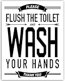 Please Flush The Toilet And Wash Your Hands - Bathroom Sign - 11x14 Unframed Print - Bathroom Decor Housewarming Gift - Christmas Gift Under $15 For Moms Or Anyone Who Wants A Clean Bathroom
