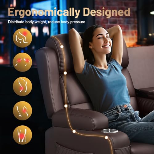 Image of Loveseat Recliner Sofa, Home Theater Seating with Massage, 3 Seat Reclining Loveseats with Flip Backrest, Wall Hugger RV Couch Theater Chairs, RV Furniture Sofas with USB, Cup Holders for Gaming Room