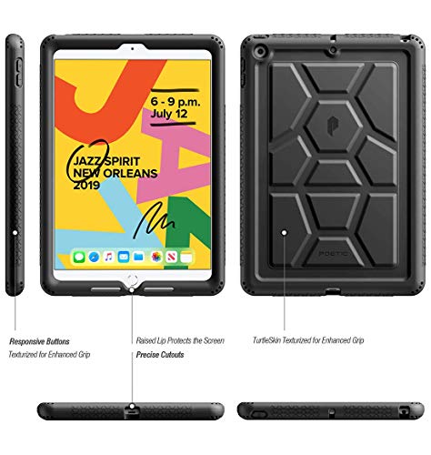 Poetic Turtleskin Case Designed For Ipad 10.2 9Th Generation (2021) / 8Th Generation (2020) / 7Th Generation (2019) Case, Heavy Duty Shockproof Kids Friendly Silicone Case Cover, Black #TOP1