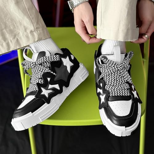 Geerta Chunky Y2K Star Sneaker Platform Ugly-Cute Retro Fashion White Walking Shoes for Women Teen Girls Thick Sole Vintage Japanese Street Style Wide Round Toe Trainer4